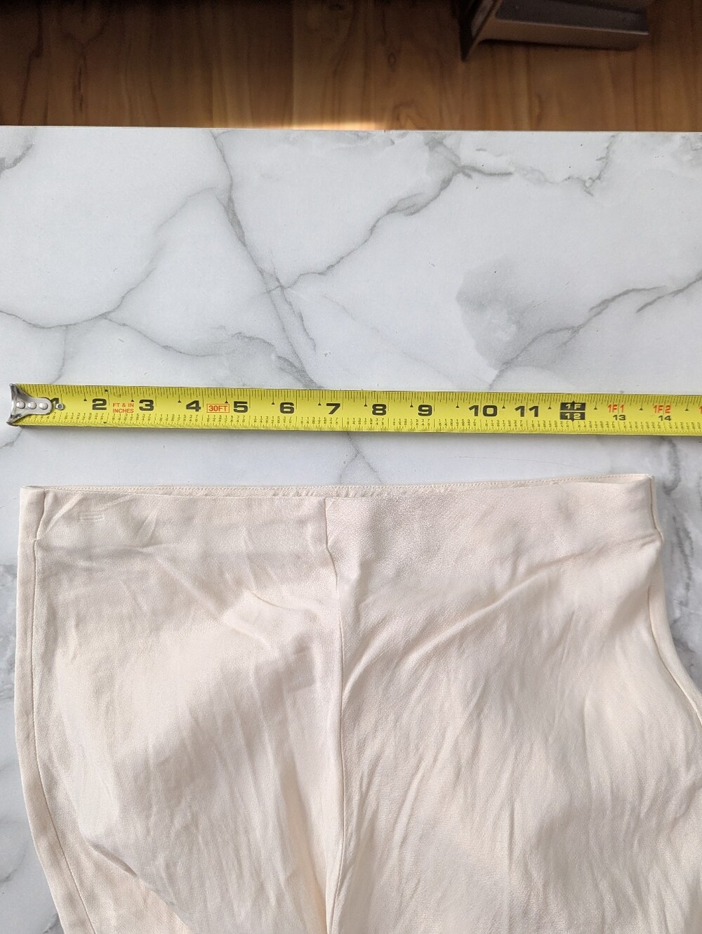 Zara Pull On Satin Midi Skirt Front Slit Elastic Waist Beige Small S - Picture 7 of 8